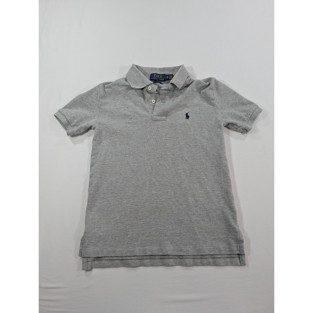 Polo Ralph Lauren Boys Classic Fit Gray Pique Polo Shirt Size S 8